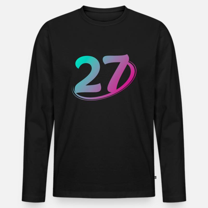 Nummer 27 mehrfarbig - Männer Premium Bio Langarmshirt - Schwarz