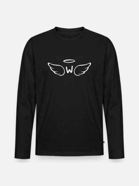Letter w Angel Wings - Men's Premium Organic Long Sleeve Shirt - black