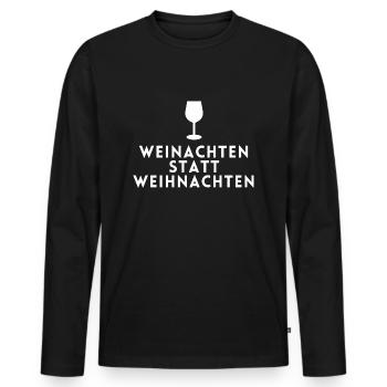WEINachten statt Weihnachten - Männer Premium Bio Langarmshirt - Schwarz - Vorne - Nico (187cm)