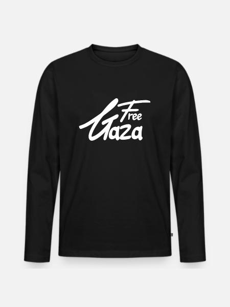 free gaza text - Männer Premium Bio Langarmshirt - Schwarz