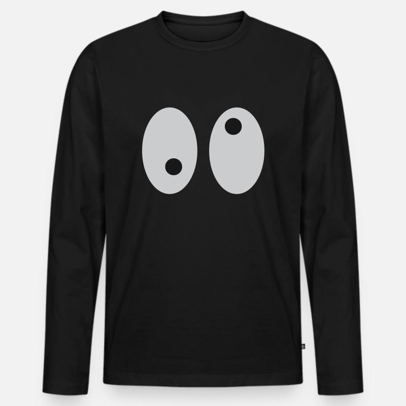 Augen Schielen - Männer Premium Bio Langarmshirt - Schwarz