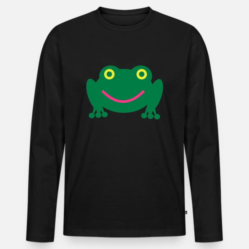Frosch - Männer Premium Bio Langarmshirt - Schwarz