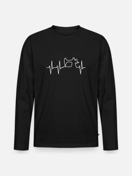 Sy hjärtslag | Symaskin DIY | Creative - Ekologisk långärmad premium-T-shirt herr - svart