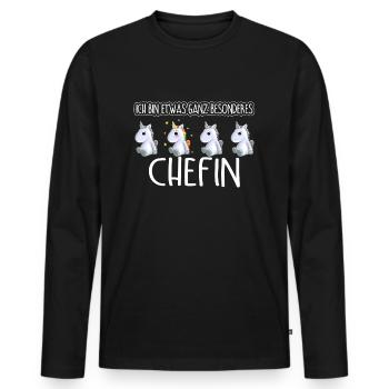 CHEFIN - Toll - Männer Premium Bio Langarmshirt - Schwarz - Vorne - Nico (187cm)