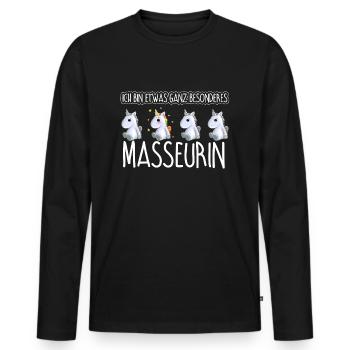 MASSEURIN - Toll - Männer Premium Bio Langarmshirt - Schwarz - Vorne - Nico (187cm)