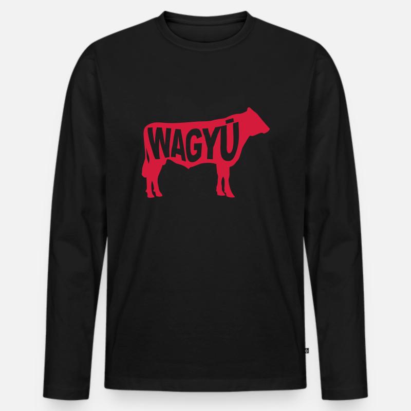Wagyu Rind - Männer Premium Bio Langarmshirt - Schwarz