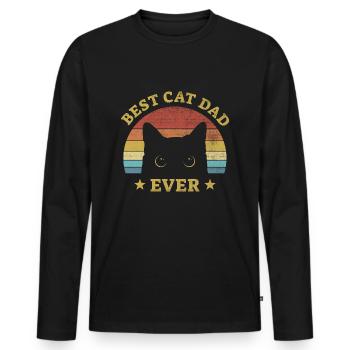 Meilleur papa de chat jamais - cadeau pour les propriétaires de chats - T-shirt manches longues Premium bio Homme - noir - Devant - Nico (187cm)