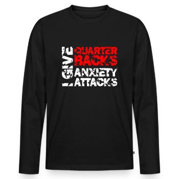 I Give Quarterbacks Anxiety Attacks, Football - Männer Premium Bio Langarmshirt - Schwarz - Vorne - Nico (187cm)