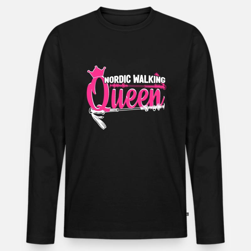 Nordic Walking Queen - Männer Premium Bio Langarmshirt - Schwarz