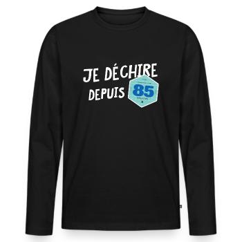je déchire depuis 85 - Vignette automobile - T-shirt manches longues Premium bio Homme - noir - Devant - Nico (187cm)