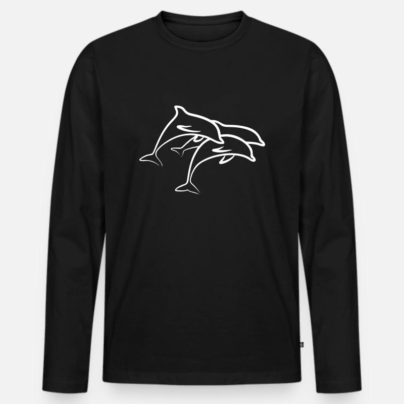 dolphin - Männer Premium Bio Langarmshirt - Schwarz