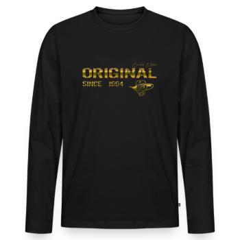 Original since 1994 - Men's Premium Organic Long Sleeve Shirt - black - Front - Nico (187cm)
