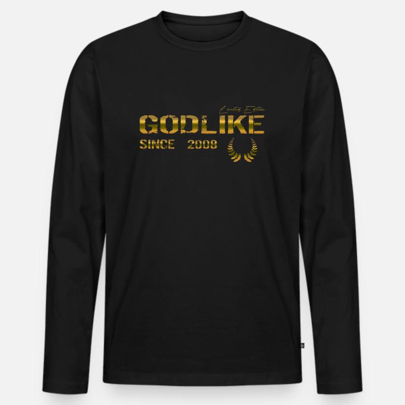 Godlike since 2008 - Männer Premium Bio Langarmshirt - Schwarz