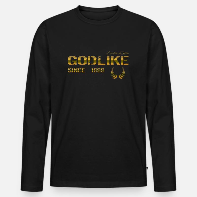 Godlike since 1999 - Männer Premium Bio Langarmshirt - Schwarz