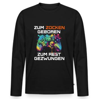 Né pour jouer, forcé de se reposer - gamers - T-shirt manches longues Premium bio Homme - noir - Devant - Nico (187cm)