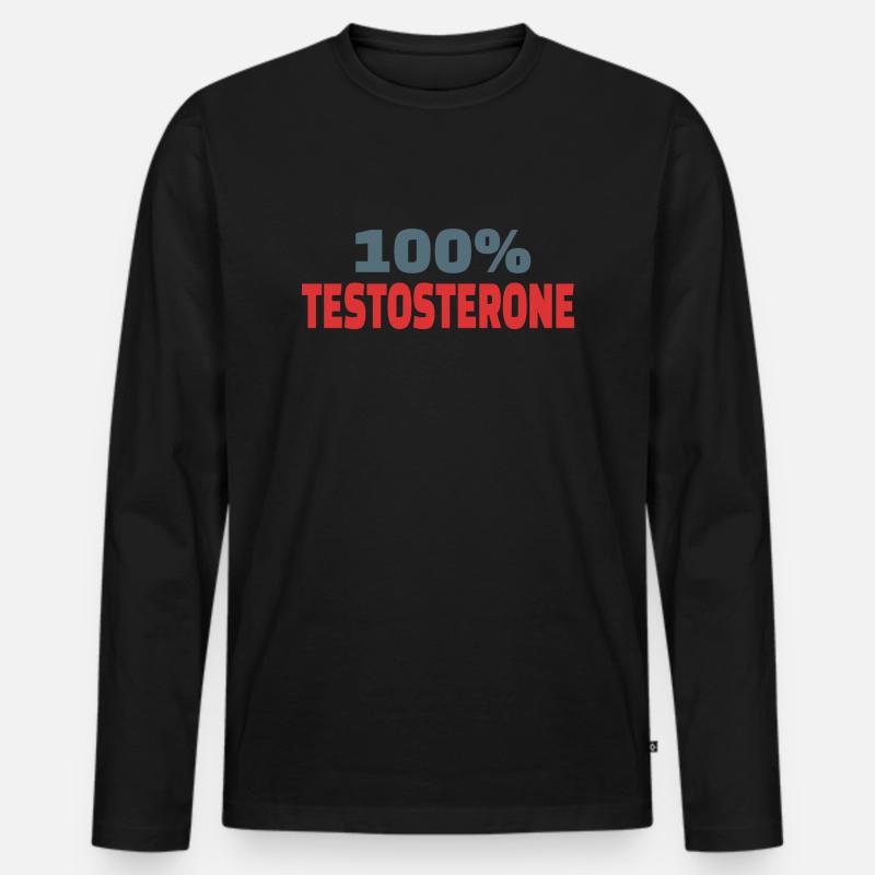 100% Testosteron - Männer Premium Bio Langarmshirt - Schwarz