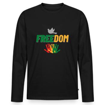 Liberté - T-shirt manches longues Premium bio Homme - noir - Devant - Nico (187cm)
