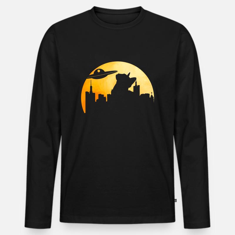 Außerirdische Alien-Katze - Männer Premium Bio Langarmshirt - Schwarz