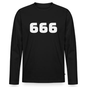 666 - T-shirt manches longues Premium bio Homme - noir - Devant - Nico (187cm)