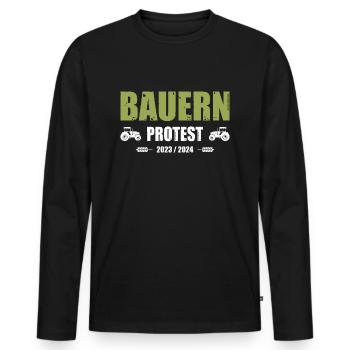 Bauernprotest Bauerndemo Bauer Landwirt Demo - Männer Premium Bio Langarmshirt - Schwarz - Vorne - Nico (187cm)