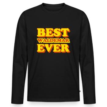 Waldemar prénom drôle cadeau - T-shirt manches longues Premium bio Homme - noir - Devant - Nico (187cm)