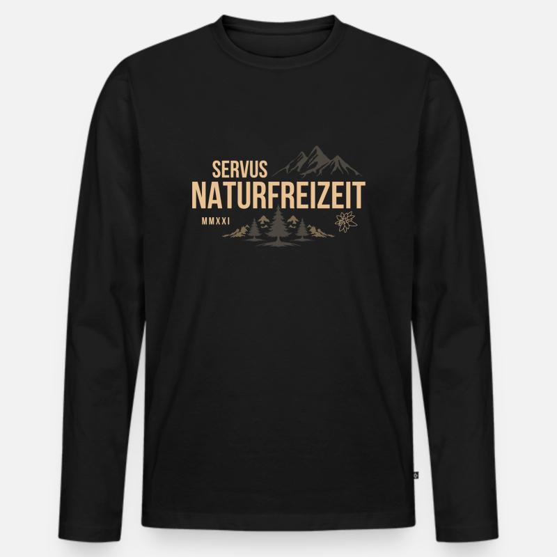 Servus Naturfreizeit 2 - Männer Premium Bio Langarmshirt - Schwarz