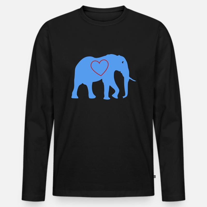 elephant herz - Männer Premium Bio Langarmshirt - Schwarz