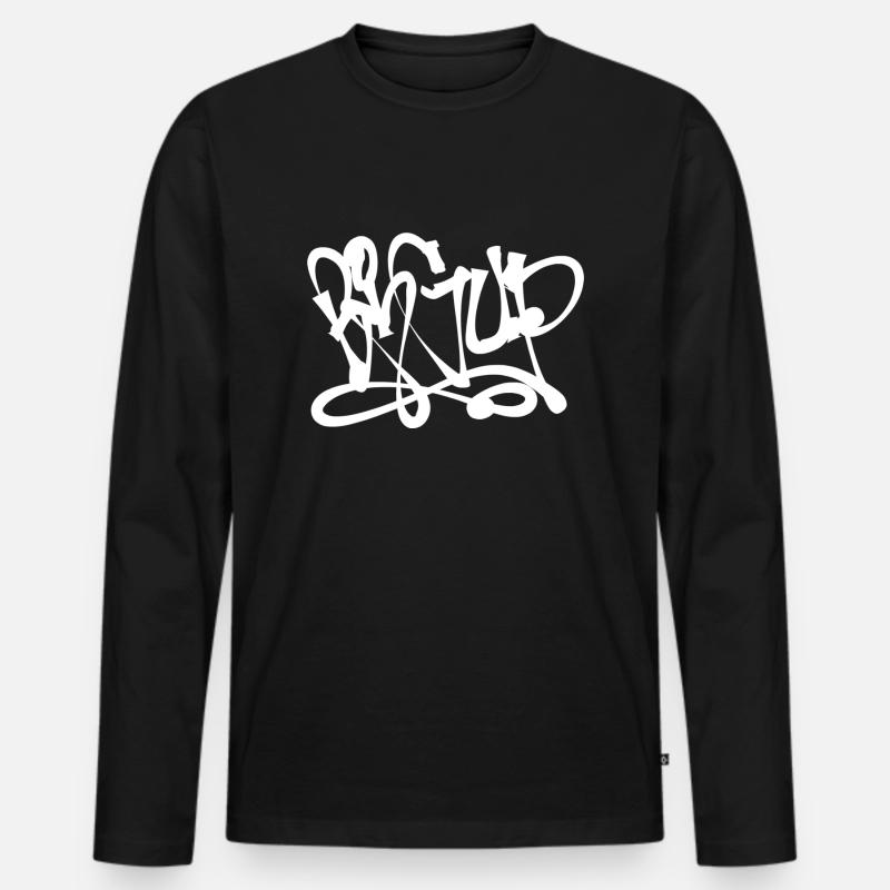 BIGUP Graffiti - Männer Premium Bio Langarmshirt - Schwarz