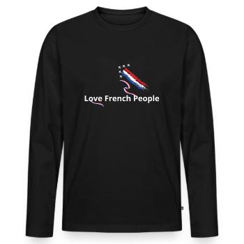J'aime les français drapeau français - T-shirt manches longues Premium bio Homme - noir - Devant - Nico (187cm)