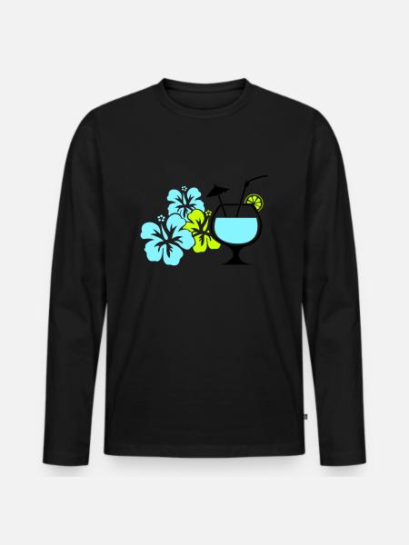 Cocktail Flowers Hawaii - Men's Premium Organic Long Sleeve Shirt - black