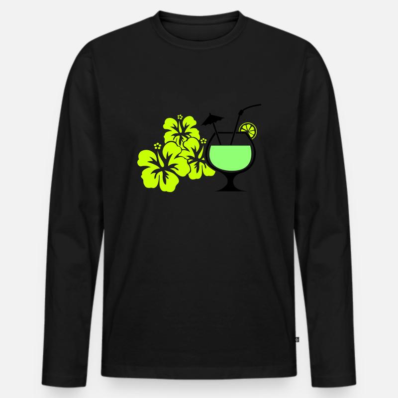 hawaii blumen - Männer Premium Bio Langarmshirt - Schwarz