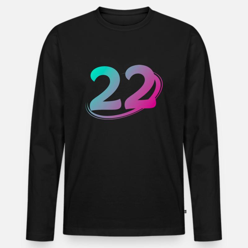 Nummer 22 mehrfarbig - Männer Premium Bio Langarmshirt - Schwarz