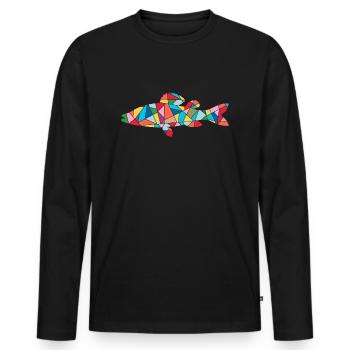 Zander Angler Fischen Herren Kinder Fische Angeln - Männer Premium Bio Langarmshirt - Schwarz - Vorne - Nico (187cm)