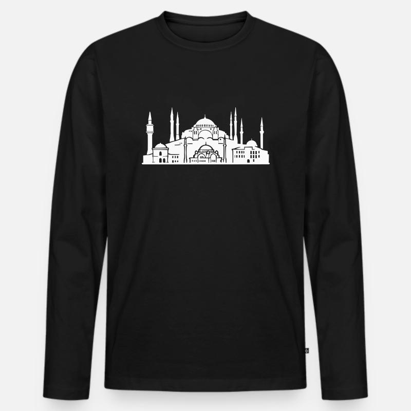 Istanbul Skyline - Männer Premium Bio Langarmshirt - Schwarz