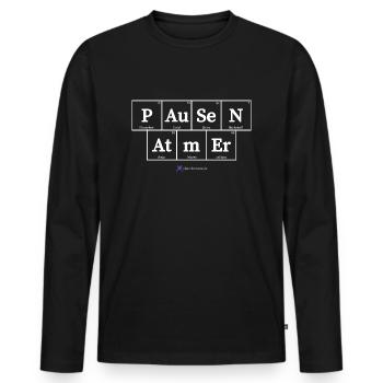 Pausen Atmer (dunkle Stoffe) - Männer Premium Bio Langarmshirt - Schwarz - Vorne - Nico (187cm)