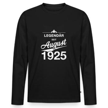 100e anniversaire Légendaire depuis août 1925 - T-shirt manches longues Premium bio Homme - noir - Devant - Nico (187cm)
