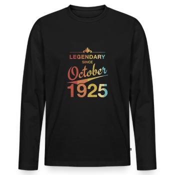 100th Birthday Legendary since October 1925 - Men's Premium Organic Long Sleeve Shirt - black - Front - Nico (187cm)