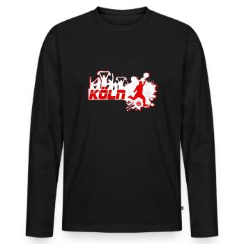 Köln Fan - Männer Premium Bio Langarmshirt - Schwarz - Vorne - Nico (187cm)