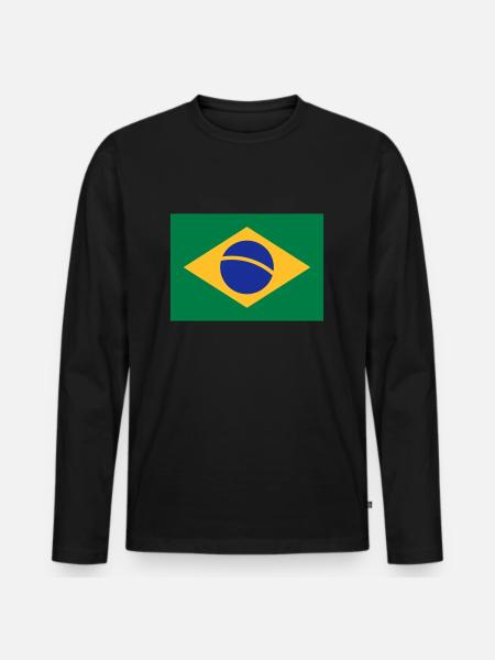 Brasilien - Männer Premium Bio Langarmshirt - Schwarz