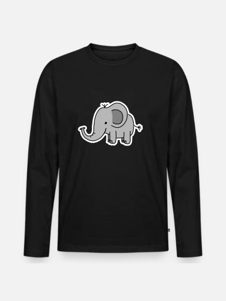 Elefant - Männer Premium Bio Langarmshirt - Schwarz