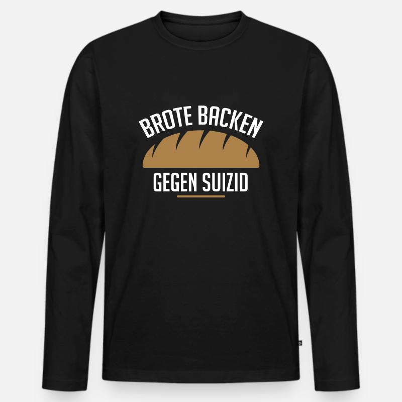 Brote backen gegen Suizid - Männer Premium Bio Langarmshirt - Schwarz
