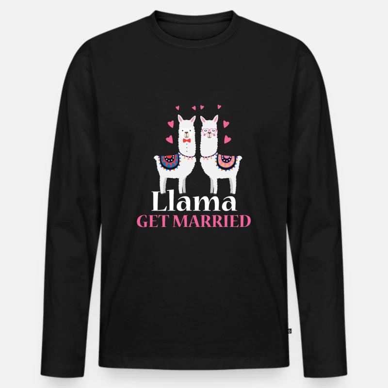 Llama get married - Männer Premium Bio Langarmshirt - Schwarz