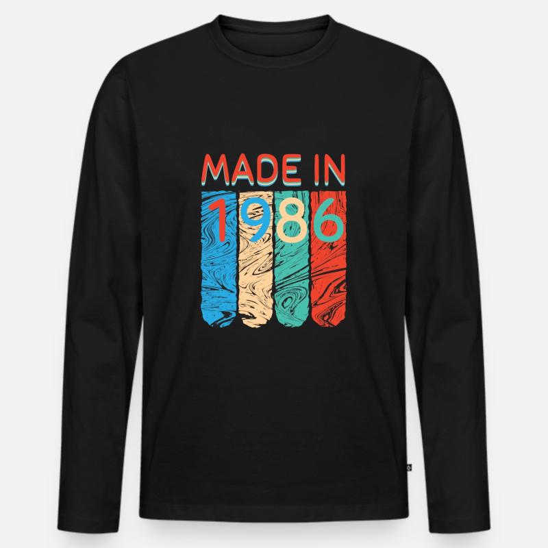 Made in 1986 - Männer Premium Bio Langarmshirt - Schwarz