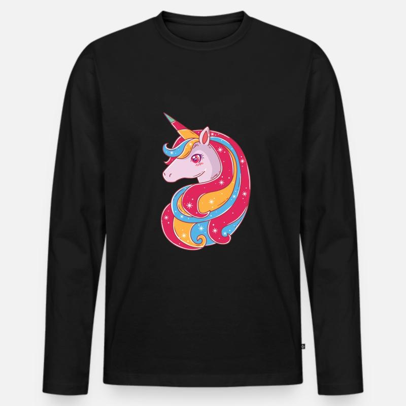 Schönes Einhorn - Männer Premium Bio Langarmshirt - Schwarz