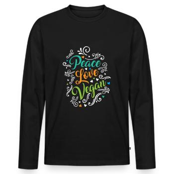 Peace Love Vegan - Männer Premium Bio Langarmshirt - Schwarz - Vorne - Nico (187cm)