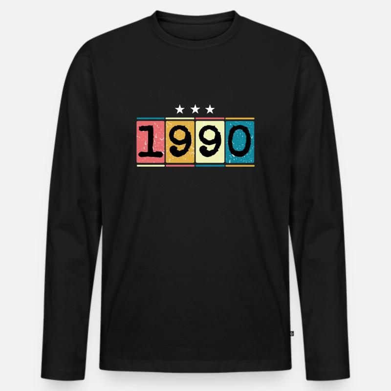 1990 - Männer Premium Bio Langarmshirt - Schwarz