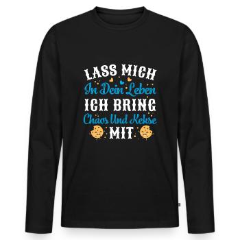 J'apporte le chaos et les cookies avec moi - T-shirt manches longues Premium bio Homme - noir - Devant - Nico (187cm)