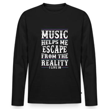 La musique m'aide - Music Love - Citation Musique - T-shirt manches longues Premium bio Homme - noir - Devant - Nico (187cm)