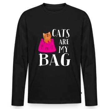 Les chats sont mon sac - T-shirt manches longues Premium bio Homme - noir - Devant - Nico (187cm)