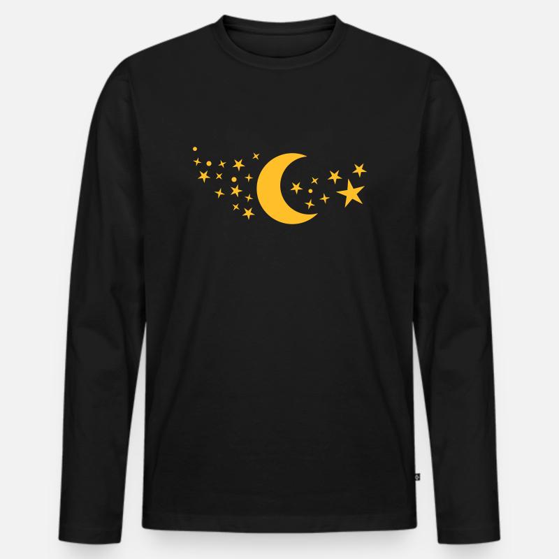Mond - Männer Premium Bio Langarmshirt - Schwarz